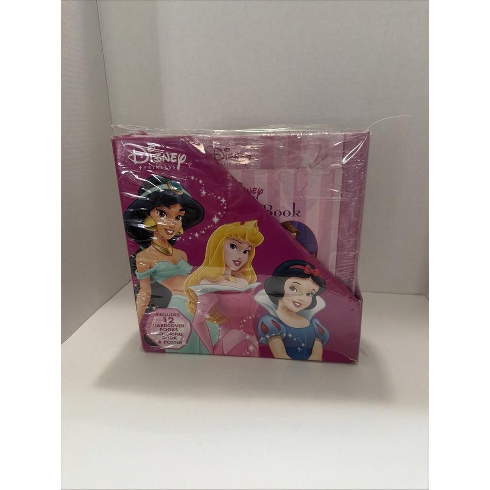 Disney Princess Storybook Library 11 Hardcover Book Lot Coloring Book Poster Box
